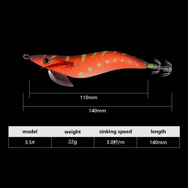 LETOYO-Plantilla de calamar de espuma sólida, señuelo de calamar luminoso Artificial, cebo de sepia, cebos de Pesca de Mar, 3,5 #140mm 22g - imagen 2