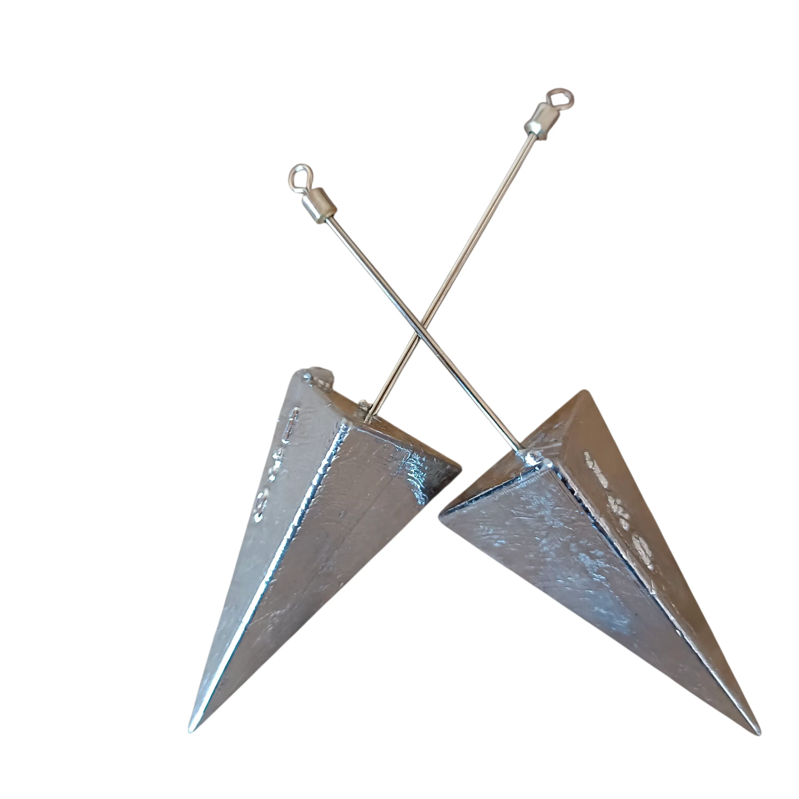 Lote 8 plomos piramide 3 caras plana con varilla de 1,6mm rolling incorporado agarra de verda no rueda