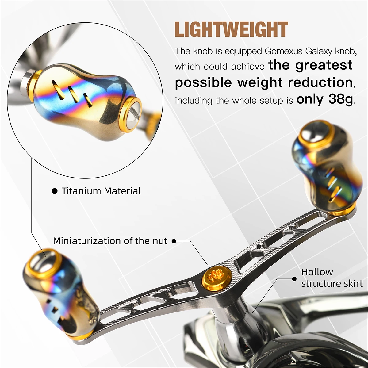 Carrete giratorio Gomexus, mango de aleación de titanio, mango de carrete de pesca Eging de 92mm para Shimano Stella Stradic Vanquish Vanford Sephia - imagen 5