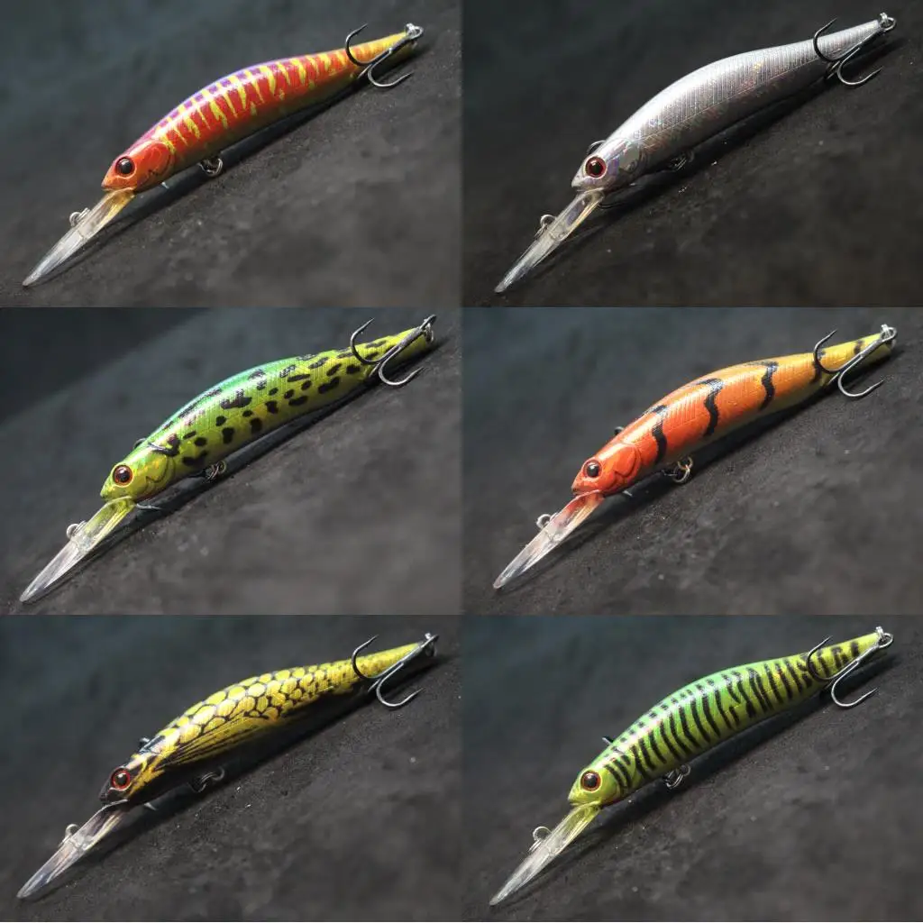 Descubra el mundo vibrante de los señuelos de pesca con estos diseños coloridos y realistas