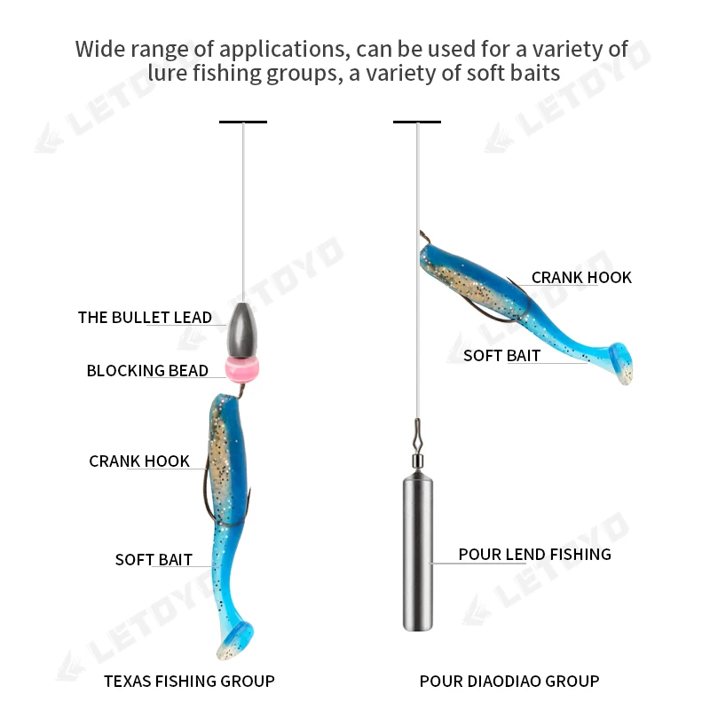 LETOYO-anzuelos de gusano de púas de acero, anzuelo de pesca de níquel negro para agua salada, accesorios de pesca - imagen 3