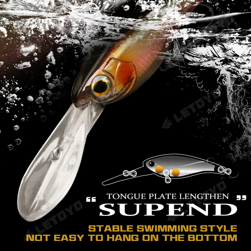 LETOYO pececillo suspendido 3,8g 6g 10g 0-4m de profundidad cebo Artificial de buceo profundo trucha lubina señuelos para Lucio Minnow Señuelos de pesca - imagen 3