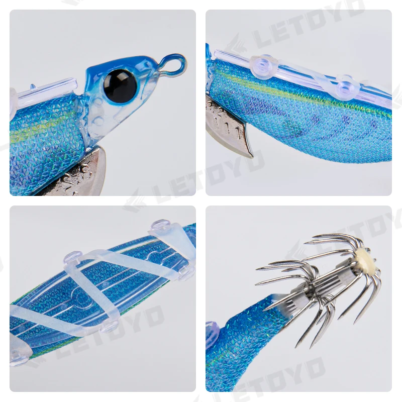 LETOYO vendaje luminoso plantilla de calamar Eginno señuelo de calamar cebo Artificial para webfoot pulpo EGI sepia Señuelos de pesca de mar - imagen 5