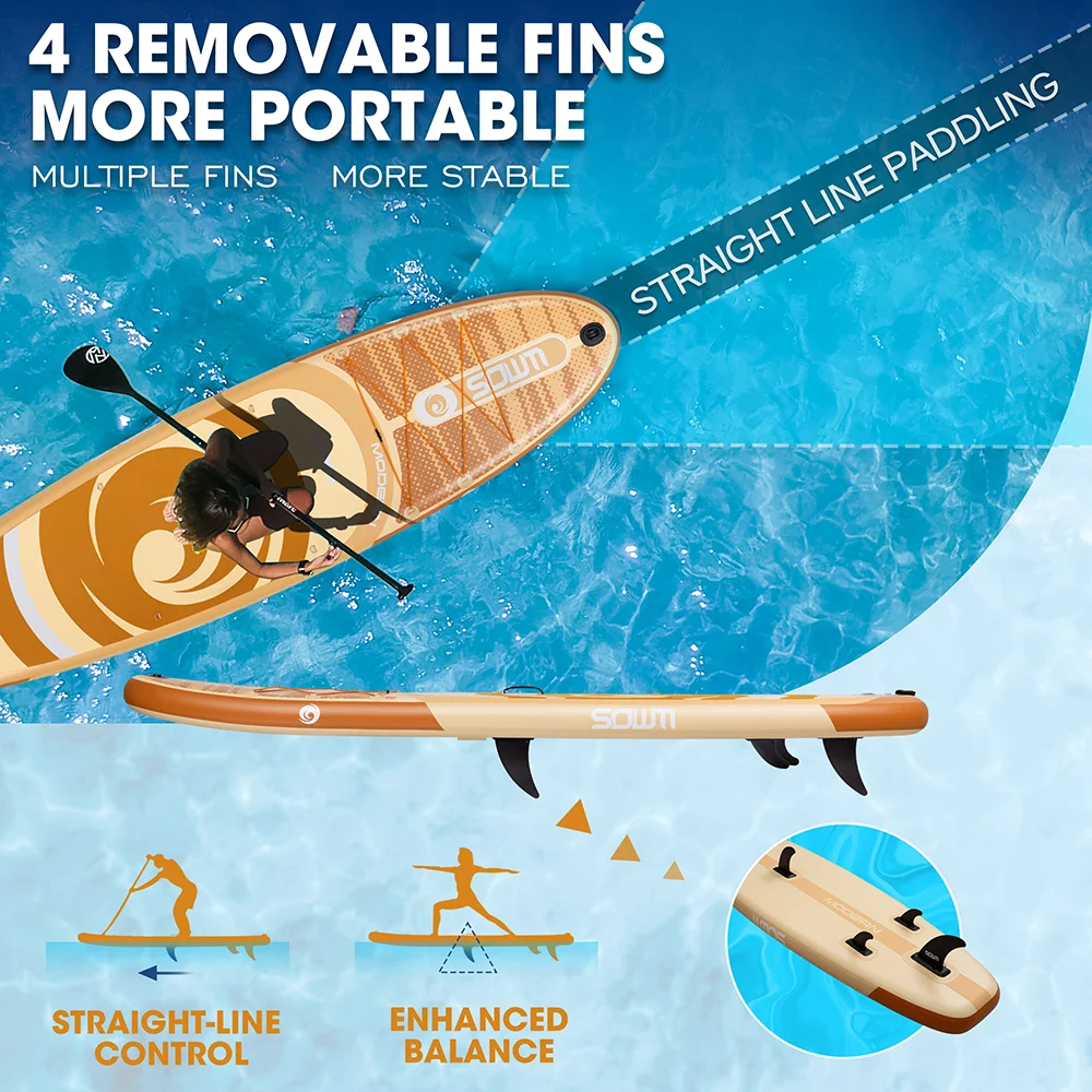 SOWM 11 '* 33 ''* 6 ''subtabla impermeable inflable Paddle Sup Board adulto estilo de pie pesca acuática con accesorios - imagen 5