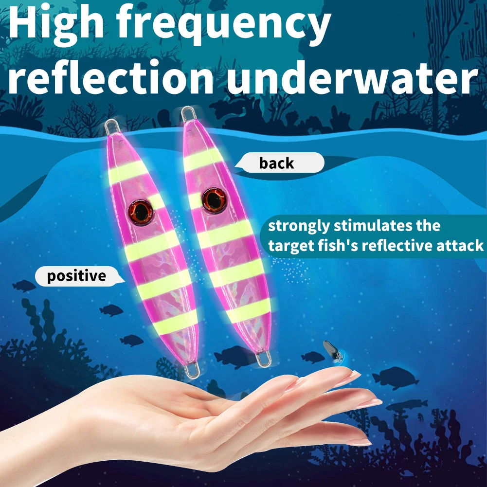SANLIKE-señuelo de pesca de Metal lento, 140g, 160g, 180g, ojos para señuelo láser 3D, plomo duro, tolva de pesca de aguas profundas, señuelo de pesca en orilla - imagen 4