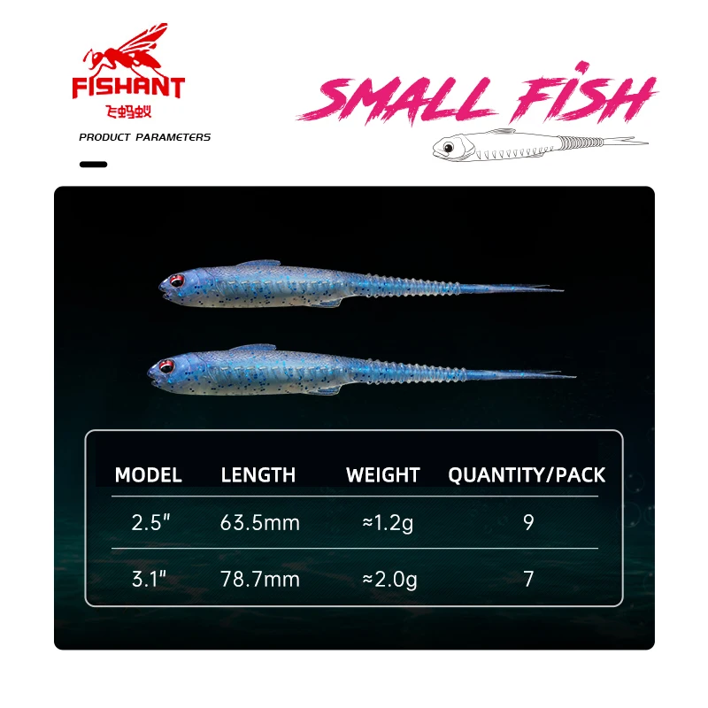 FISHANT Real Shad 2,5 pulgadas 3,1 pulgadas Pesca flotante silicona Artificial cebo suave cola de horquilla Jigging Señuelos de Pesca noctilucentes - imagen 4