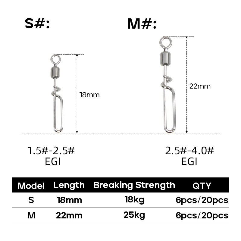 LETOYO Squid Egi Snap Plegable giratorio de acero inoxidable completo 6-20 piezas para 1,5 # -4.0 #   Plantilla de calamar, señuelo egi, plantillas de pesca de sepia - imagen 2