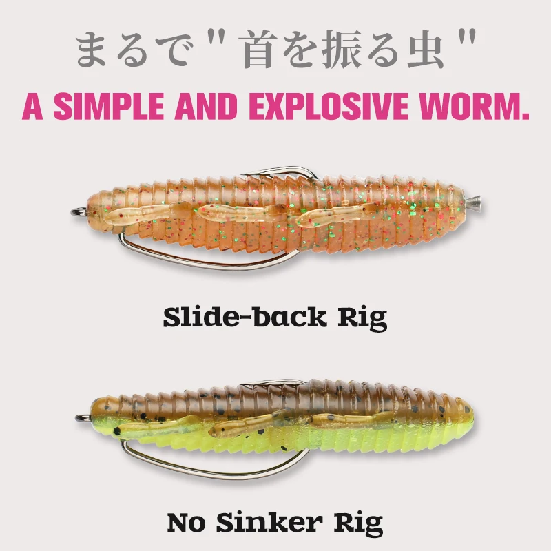 TSURINOYA-señuelo de pesca INSECTA, cebo blando de 57mm, 4,9g, 10 piezas, gusano de silicona Artificial, lubina, Leurre sin plomo, aparejos de pesca Texas Rig - imagen 5