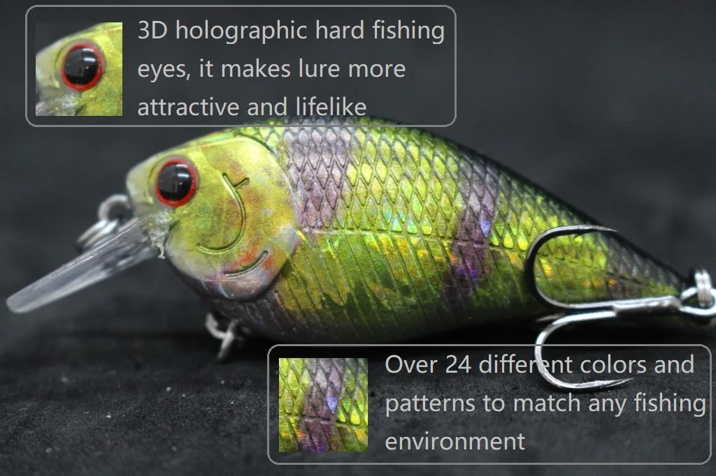 WLure-Señuelos de Pesca flotantes y lentos, señuelo de 7cm, 10g, pico cuadrado, 0,5 metros de profundidad, Wild Wobble, RealLife, Crankbait, HC15KB, 6 unidades por paquete - imagen 5