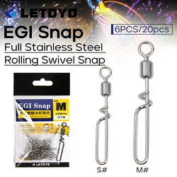 LETOYO Squid Egi Snap Plegable giratorio de acero inoxidable completo 6-20 piezas para 1,5 # -4.0 #   Plantilla de calamar, señuelo egi, plantillas de pesca de sepia