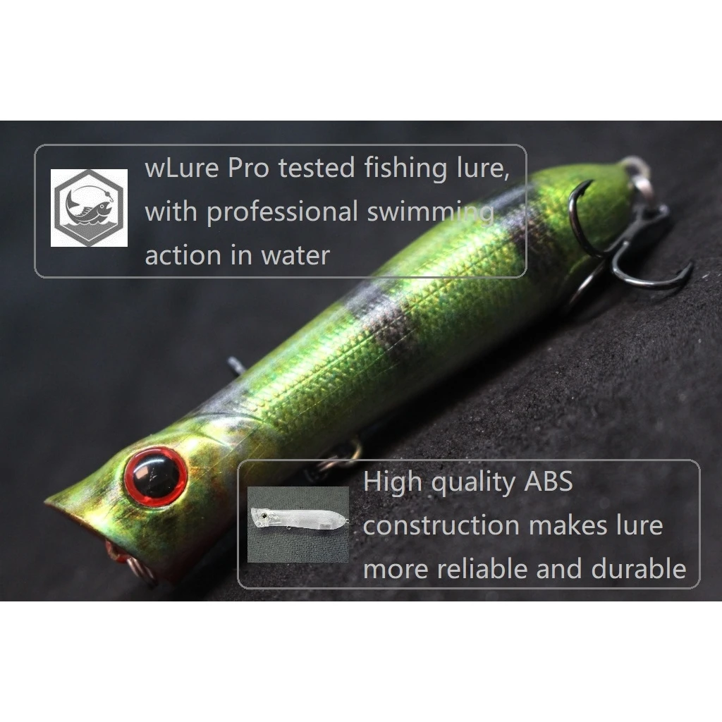 WLure-señuelo de pesca Topwater Popper, 8cm, 12g, Color de piel Real, carpa de agua dulce, señuelo falso de mar, señuelo de hielo, HT683 - imagen 3