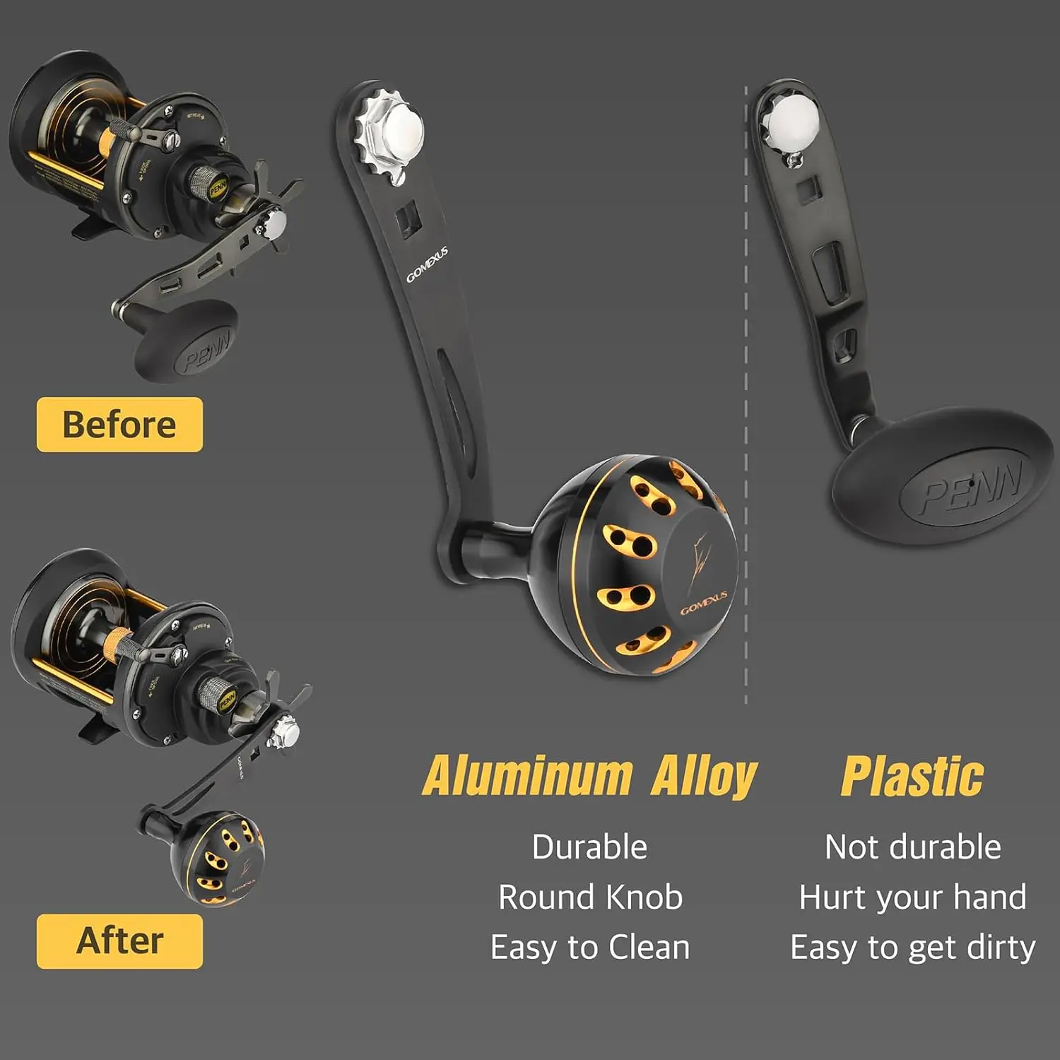 Manija de alimentación GOMEXUS para Penn Squall Star, palanca de arrastre, palanca de arrastre de viento Fathom Star, palanca de arrastre de viento - imagen 3