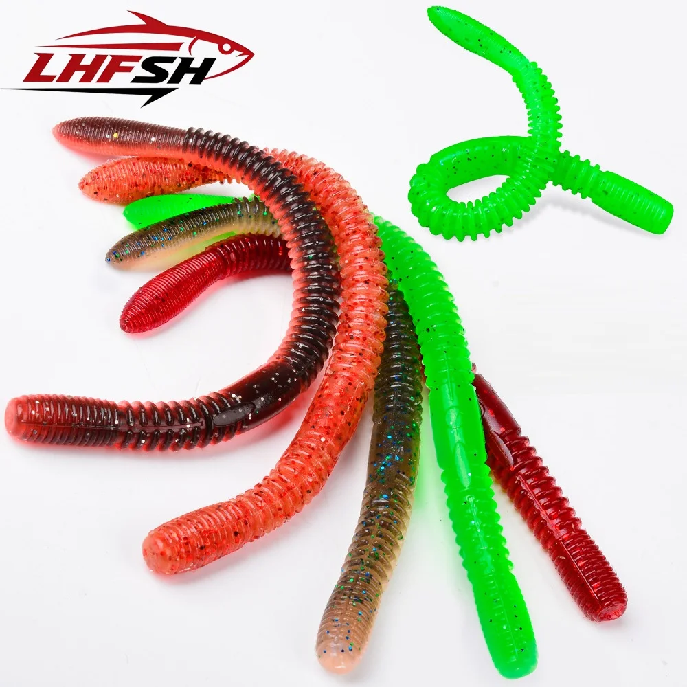 LHFSH 2,1g 3,9g cebo de pesca suave fideos hilo de gusano lombriz de tierra cebo suave biónico buceo Wobblers de gusano suave para carpa lubina