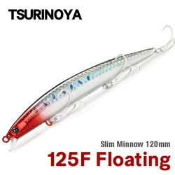 TSURINOYA pececillo flotante 120F rango poco profundo 10-60cm 125mm 14,3g Jerkbait señuelo de pesca costera cebos grandes artificiales lubina