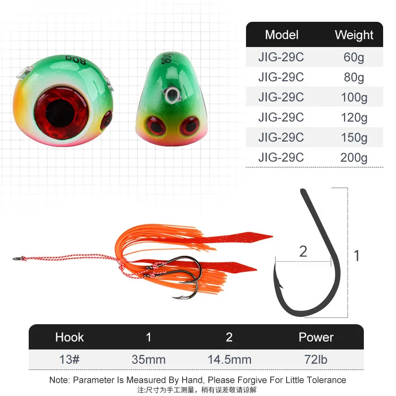60g/80g/100g/300g Metal Jigging Kabura Tenya Jig camarones falda de goma cebo de pesca de Metal Inchiku señuelo de Jigging pesca en agua salada - imagen 4