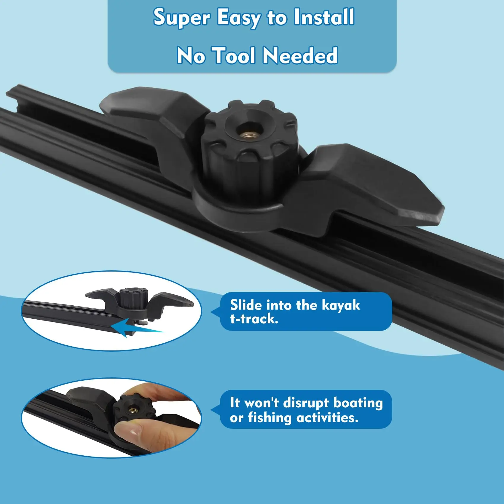 Taco de anclaje para Kayak Compatible con luz de pista para Kayak, soporte de polímero de servicio medio para Kayak, soporte de pista de perfil bajo para Kayak - imagen 4