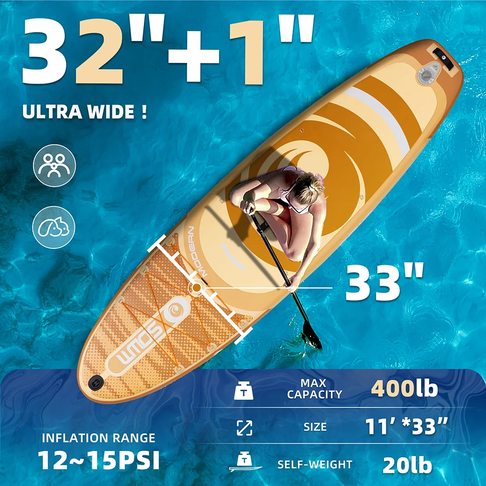 SOWM 11 '* 33 ''* 6 ''subtabla impermeable inflable Paddle Sup Board adulto estilo de pie pesca acuática con accesorios - imagen 3