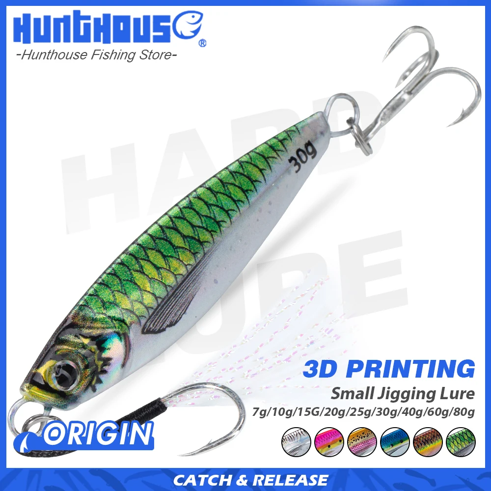 Hunthouse-señuelo de pesca de cuchara Jigging de Metal, 7-80g, fundición a tierra, señuelo de pesca de lubina dura, cebo Artificial, aparejos de agua salada - imagen 2
