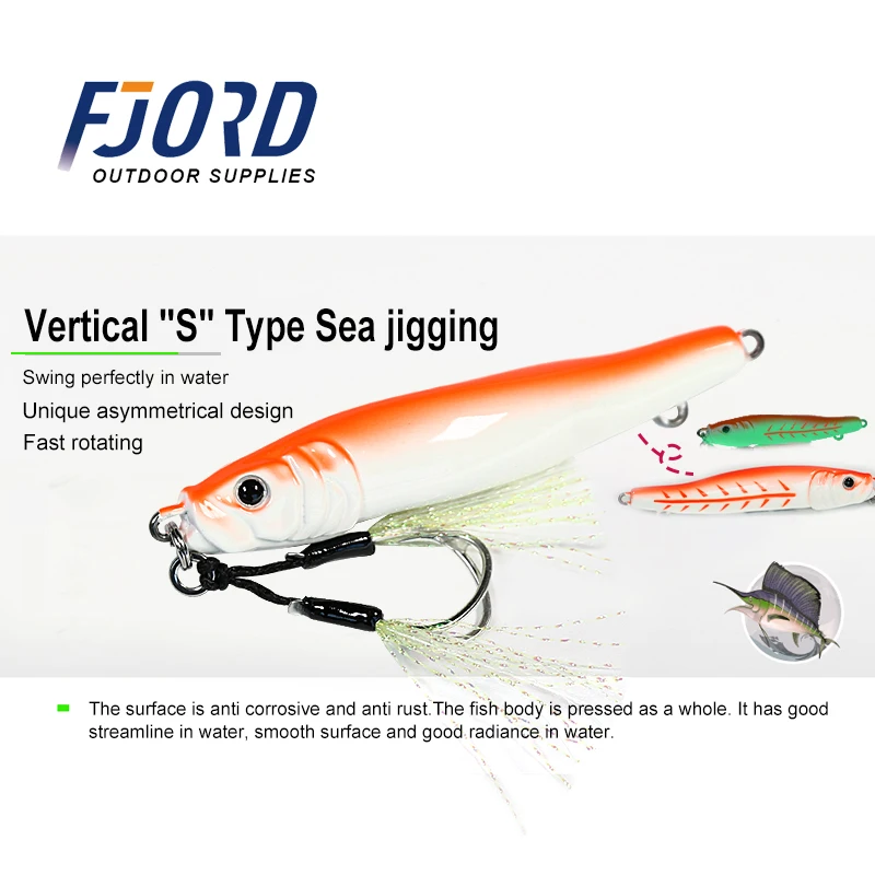 FJORD-señuelo de Pesca de Mar, cebo falso de Metal de 100g, Jigging nocturno, accesorios de pesca, equipo, productos, 2022 - imagen 4
