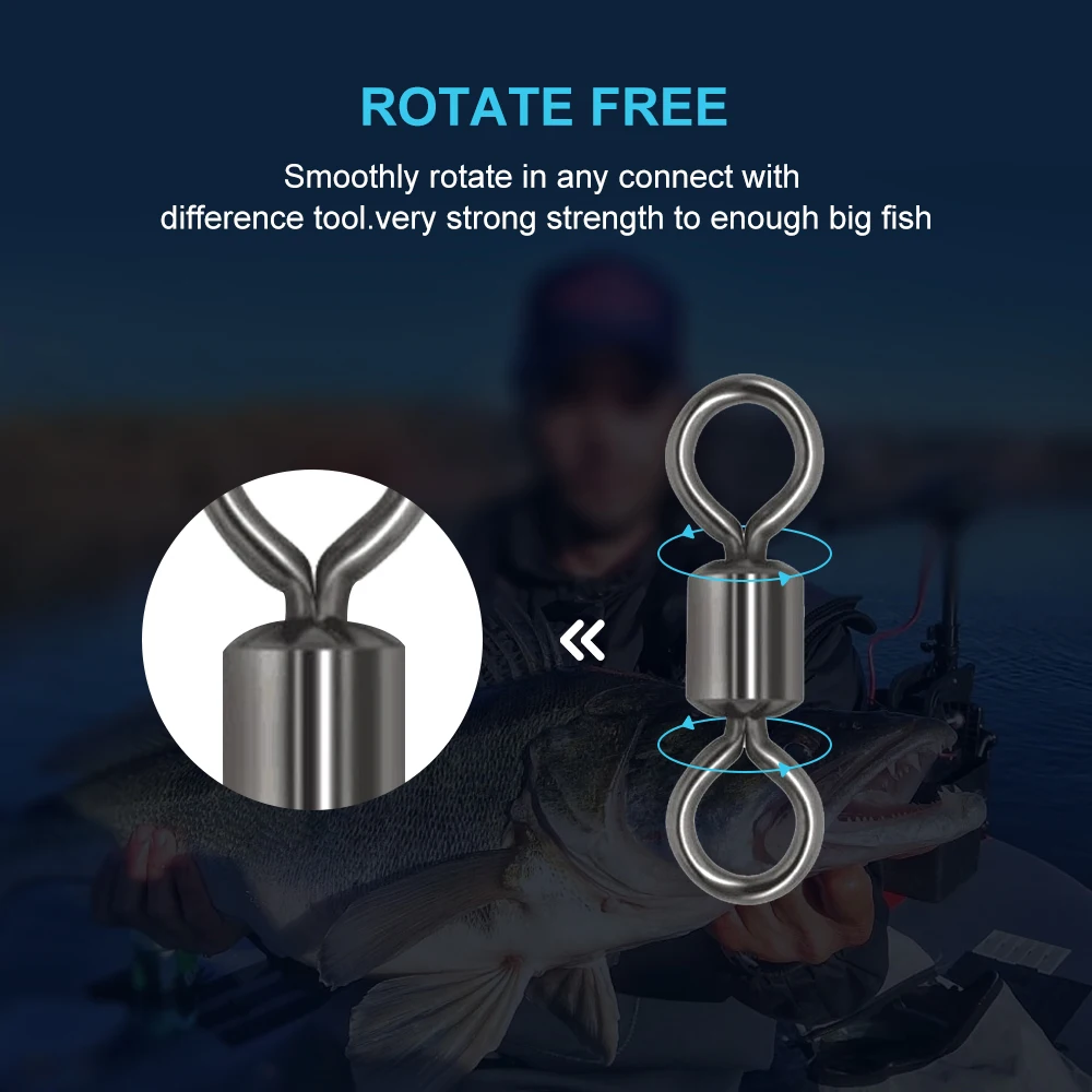 ESFISHING pesca giratorio 50 Uds conector sólido rodamiento de bolas Snap Brads de acero inoxidable accesorios de pesca - imagen 5