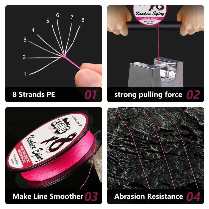 LETOYO-sedal de pesca trenzado de 8 hebras, 135M, 14,5-20,2LB, pulpo, sepia, PE, para plantilla de calamar, equipo de pesca en el mar - imagen 3