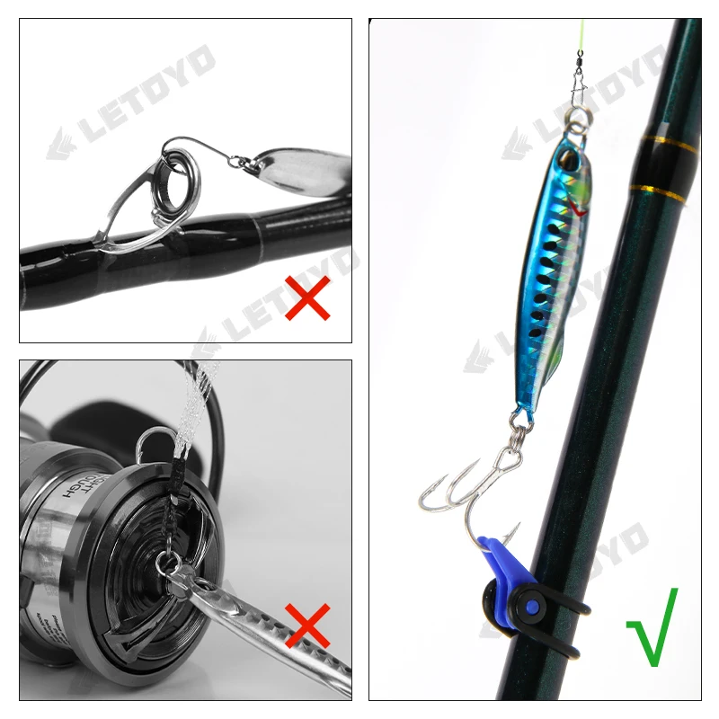 LETOYO-anzuelo de pesca de 10-30 piezas, soporte para caña de pescar, colgador de cebo, accesorios portátiles, señuelo fijo, anzuelos de plantilla - imagen 3