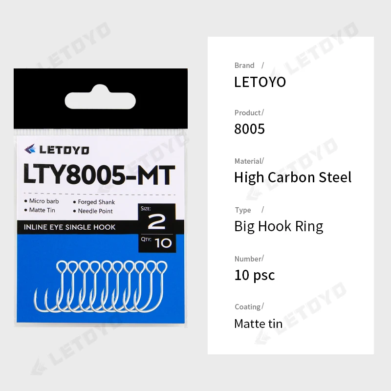 LETOYO-anzuelo de pesca jigging de agua salada, caña forjada, ojo grande, acero alto en carbono, estaño mate, pesca en el mar - imagen 3