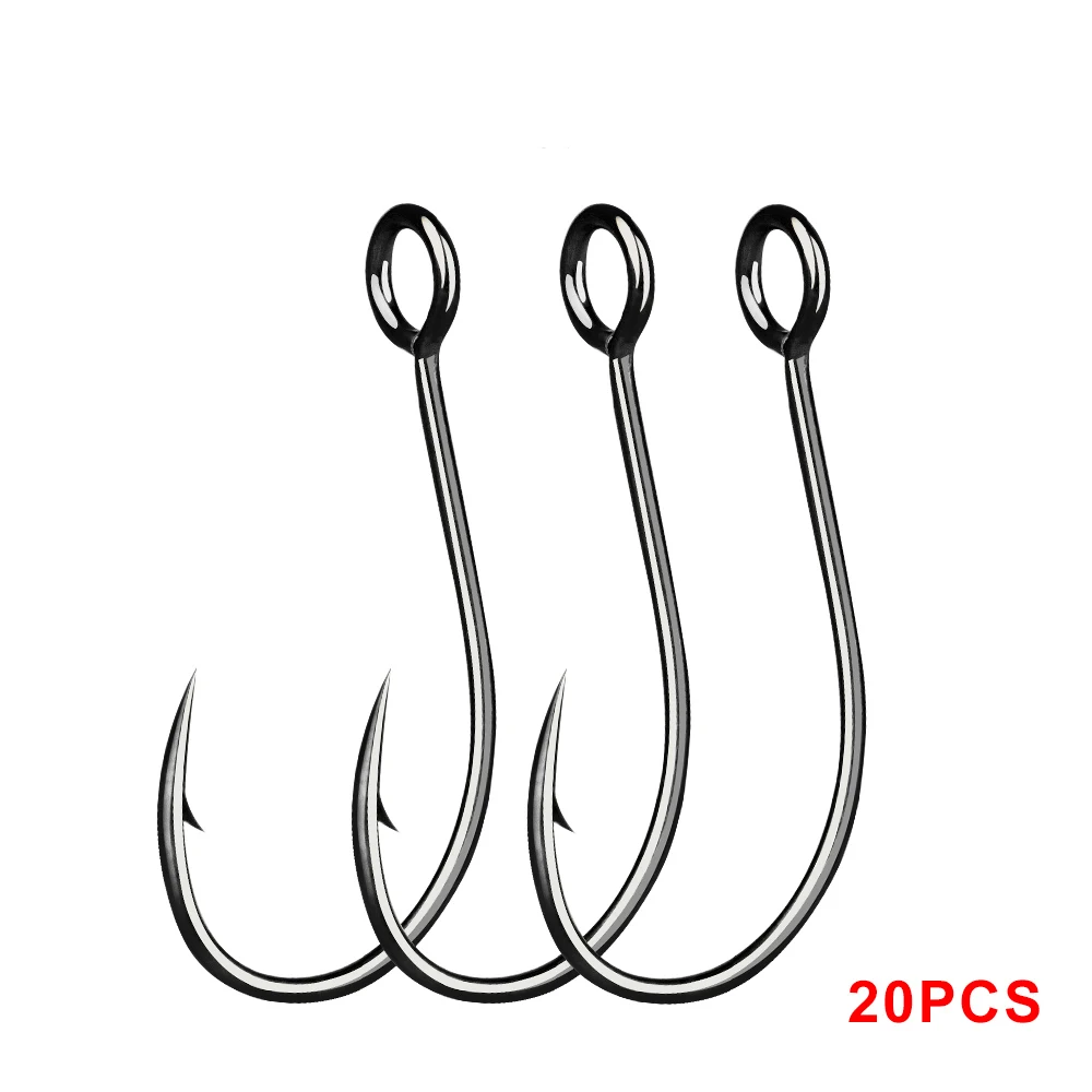 FTK-anzuelo de pesca de carpa con ojo grande, anzuelos japoneses de acero de alto carbono, gusano, anzuelo de púas, accesorios de pesca de carpa, 20 piezas - imagen 2