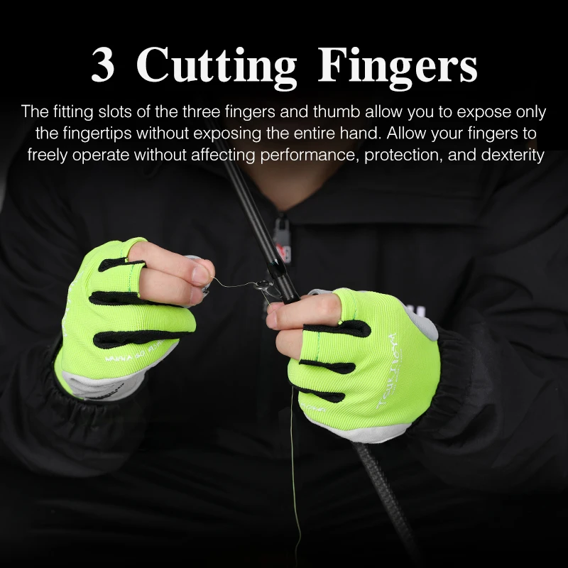 TSURINOYA-guantes de pesca con dedos completos, manoplas protectoras de 3 dedos, para primavera y otoño, para deporte, pesca, ciclismo, escalada y Fitness - imagen 3