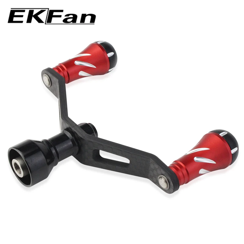 EKFan-perilla de aleación de aluminio, manijas dobles de fibra de carbono de 91MM, mango de carrete de pesca de Color dorado, herramienta de aparejos de pesca - imagen 4