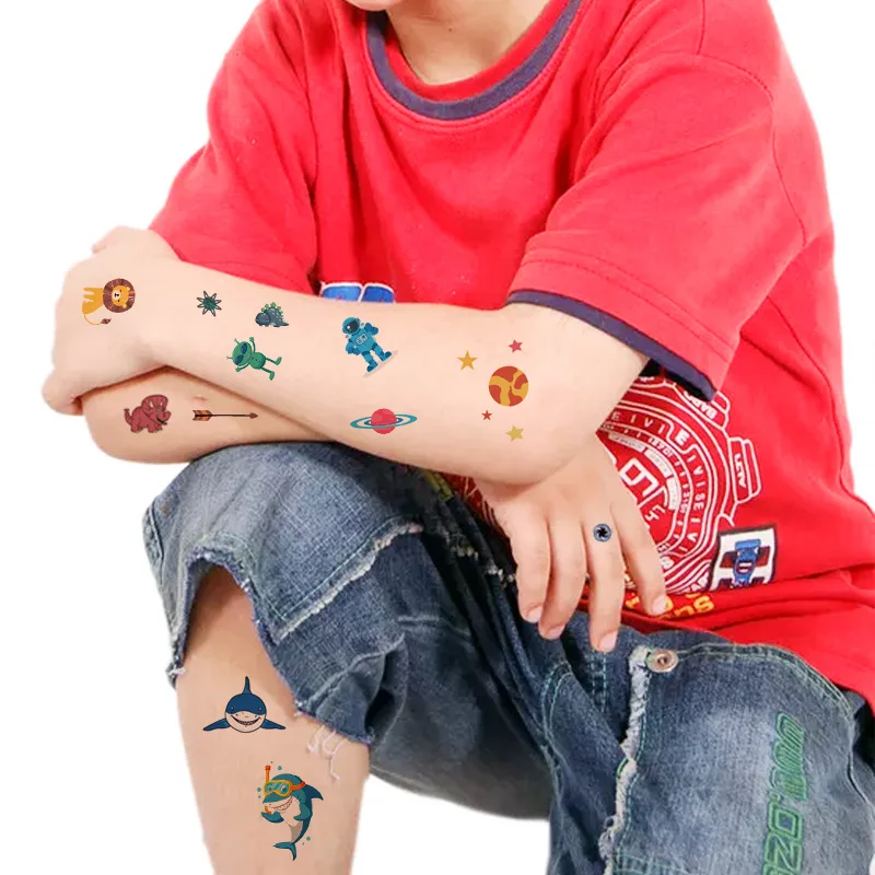 10 hojas de tatuaje infantil para el día de Navidad, tatuaje temporal falso para niños, tatuaje para niña, brazo, manos, cuerpo, tatuajes impermeables para niños - imagen 4