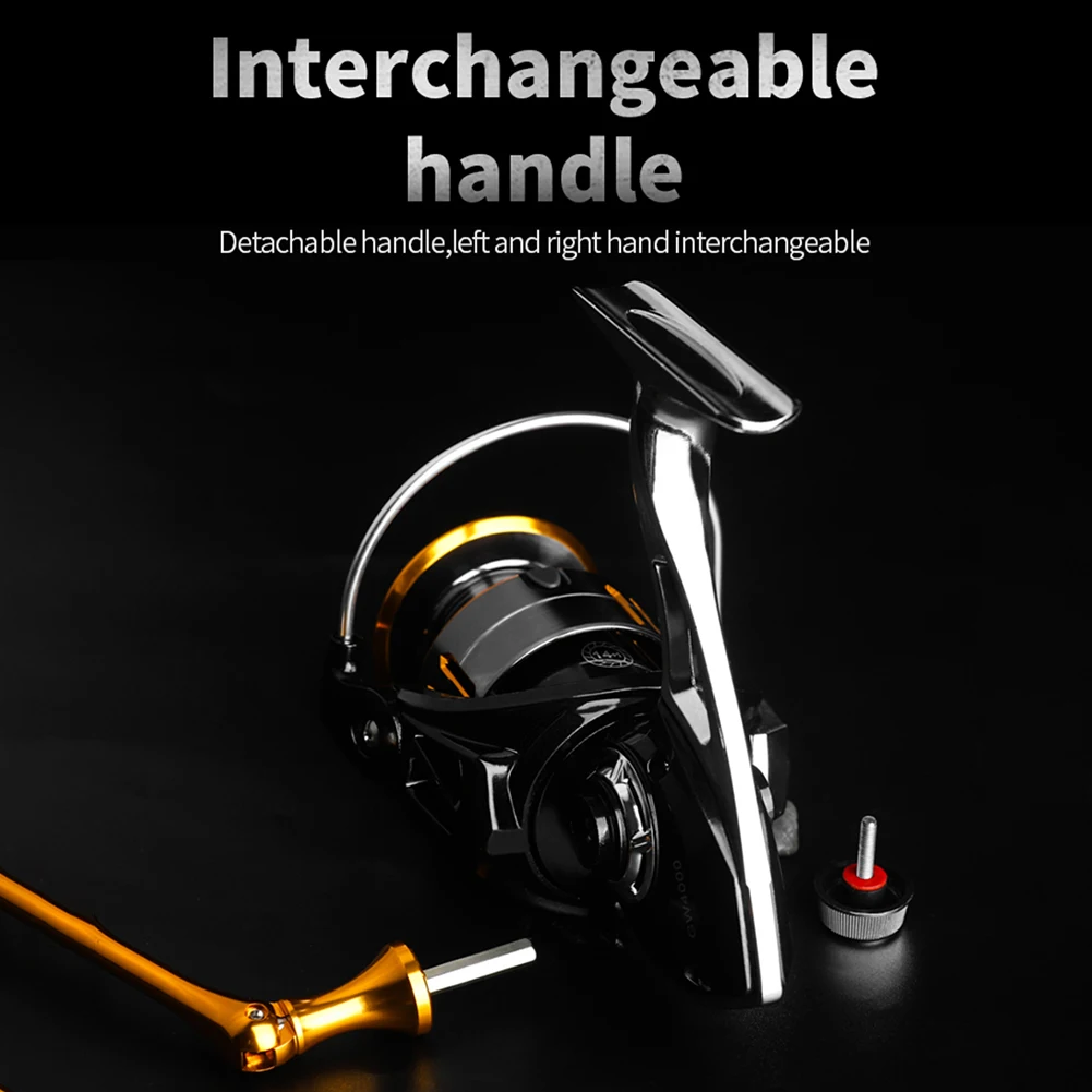 Carrete giratorio de Metal para pesca en agua dulce y salada, accesorio de arrastre máximo de 8KG, Ratio de engranaje 5,1: 1, GW1000-7000 - imagen 5