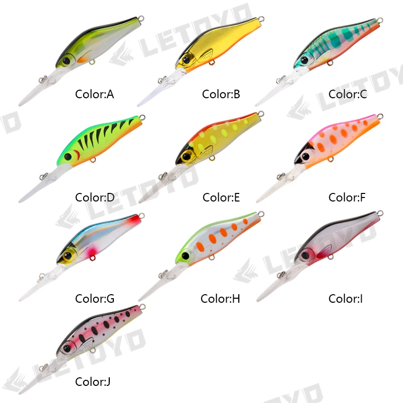 LETOYO-Cebo duro Artificial flotante minnow, señuelo de pesca de agua dulce, Wobblers para trucha y perca, 55mm, 5,8g, 0-3m - imagen 4