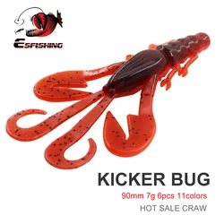 ESFISHING Craw Baits Kicker Bug 90mm Peche tentáculos al por mayor Pesca de silicona cebo de Pesca suave
