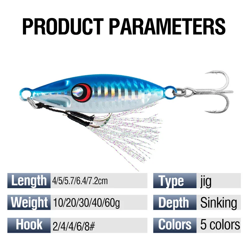 Gegoten Metalen Jig Lokken Slow Pitch 10G 20G 30G 40G 60G Shore Casting Jigging Lepel Zoutwatervissen Lokken Slow Bee Kunstaas - imagen 3
