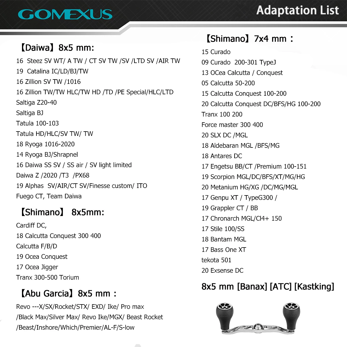 Gomexus-MANGO doble para carrete de Baitcasting, accesorio para Daiwa Zillion Steez Saltiga Shimano Calcuta Curado, 120mm, BDH-TPE30 - imagen 3