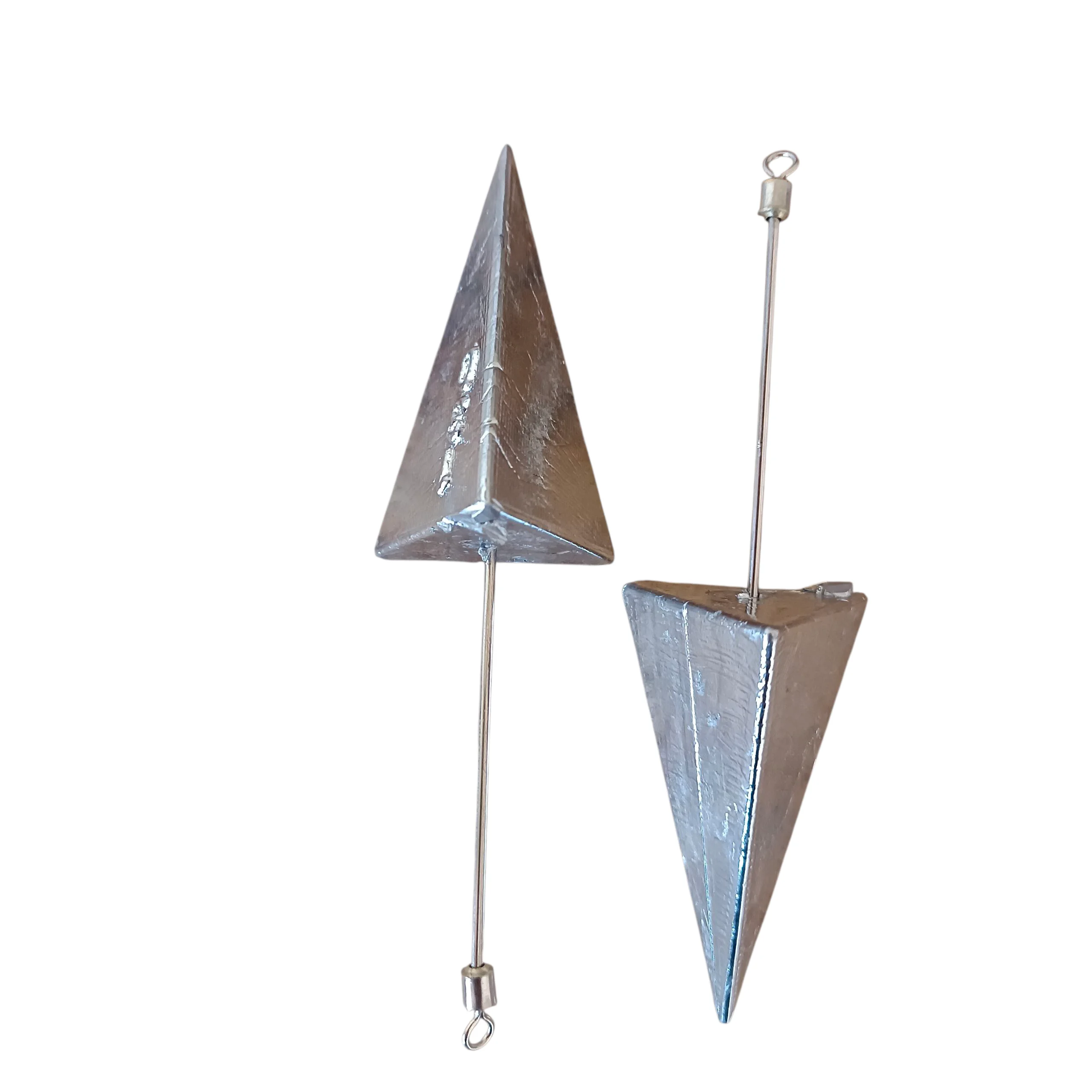 Lote 8 plomos piramide 3 caras plana con varilla de 1,6mm rolling incorporado agarra de verda no rueda - imagen 3