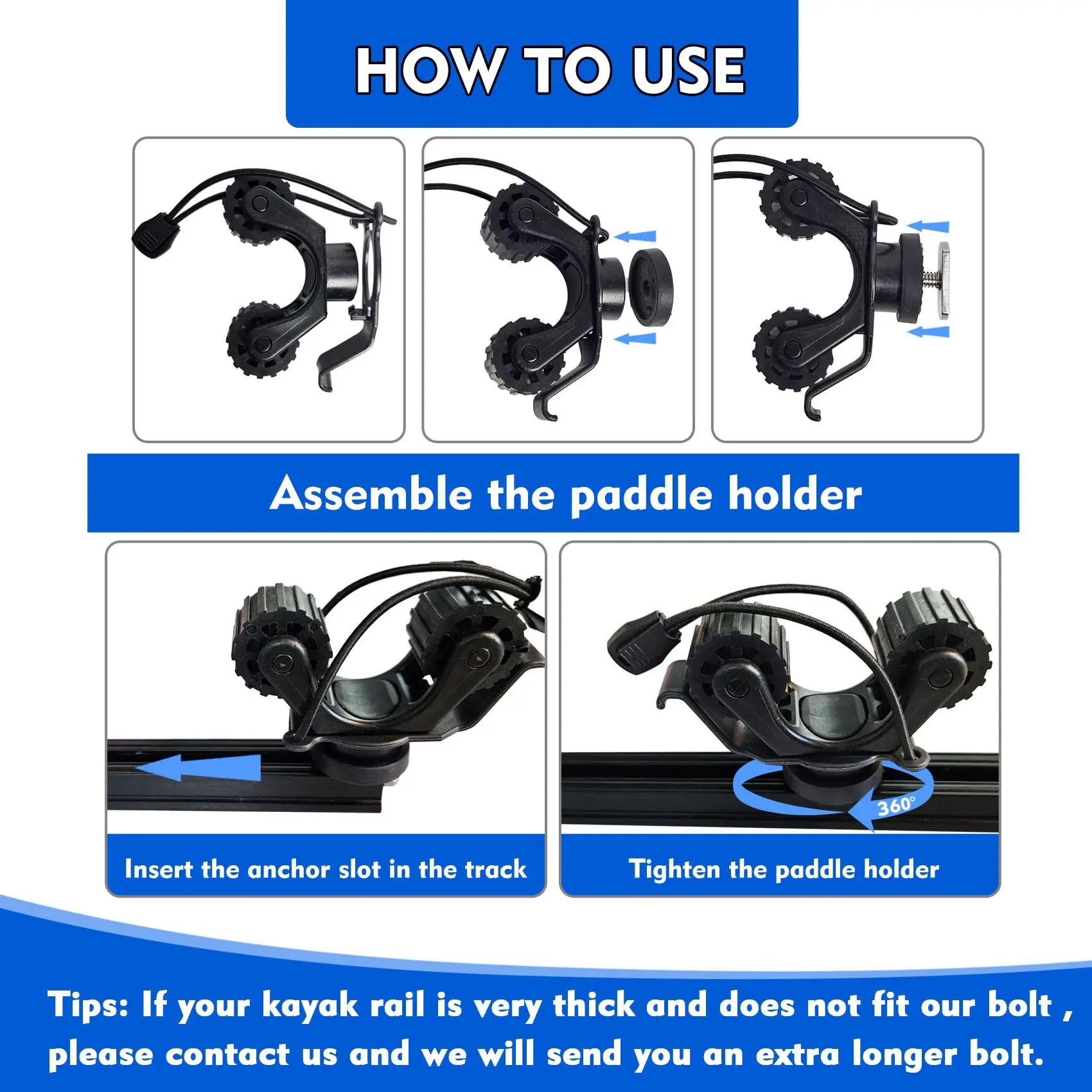 Soporte de paleta para Kayak, accesorios de montaje en pista para sujetar remo estándar, soporte para remo, riel para Kayak para caña de pescar - imagen 2