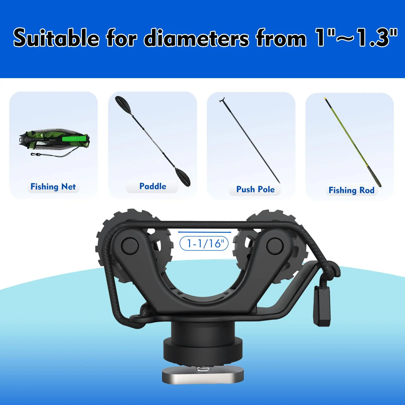 Soporte de paleta para Kayak, accesorios de montaje en pista para sujetar remo estándar, soporte para remo, riel para Kayak para caña de pescar - imagen 3