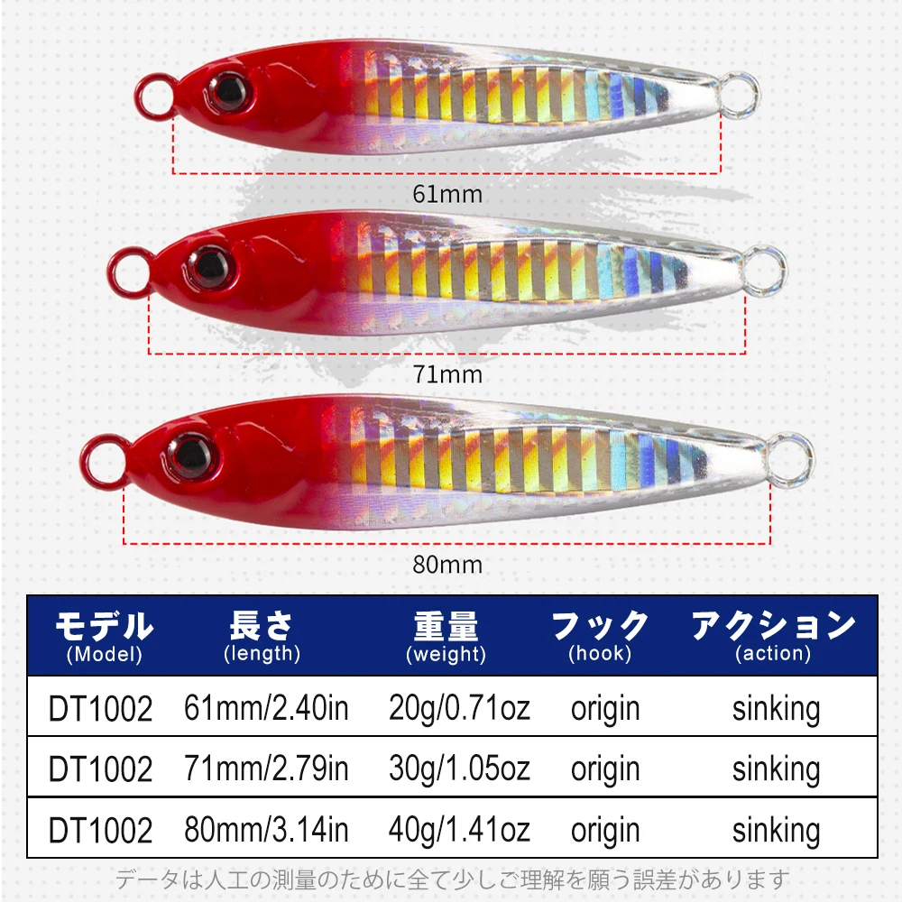 Señuelo de pesca con plantilla de Metal D1, cebos de fundición en orilla, 61mm/20g, 71mm/30g, cebo duro que se hunde, cuchara de Jigging, aparejos de pesca para lubina DT1002 - imagen 2