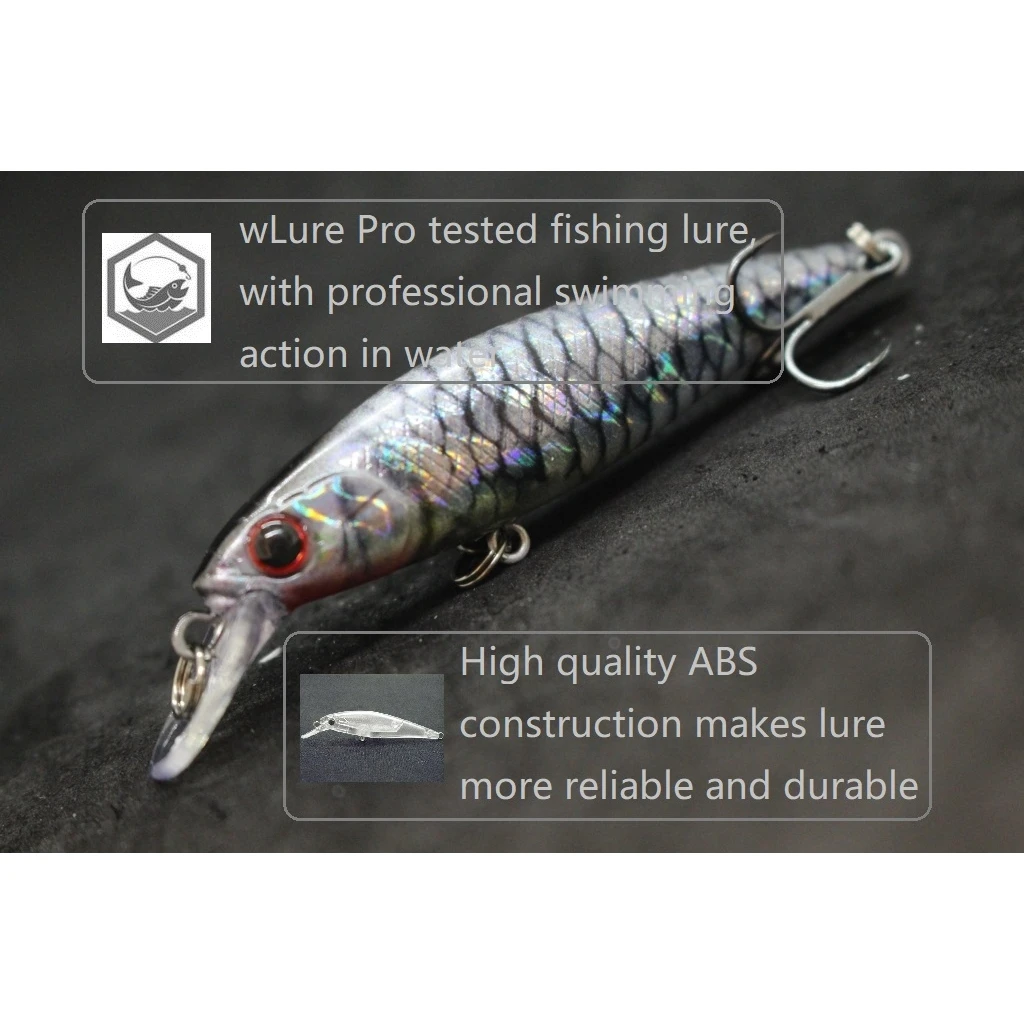 Señuelo de pesca wLure, 6g, 7,5 cm, pececillo que se hunde, pintura de piel real, anzuelos de hoja de corte de calidad, oscilación apretada, fundición larga HM762 - imagen 4