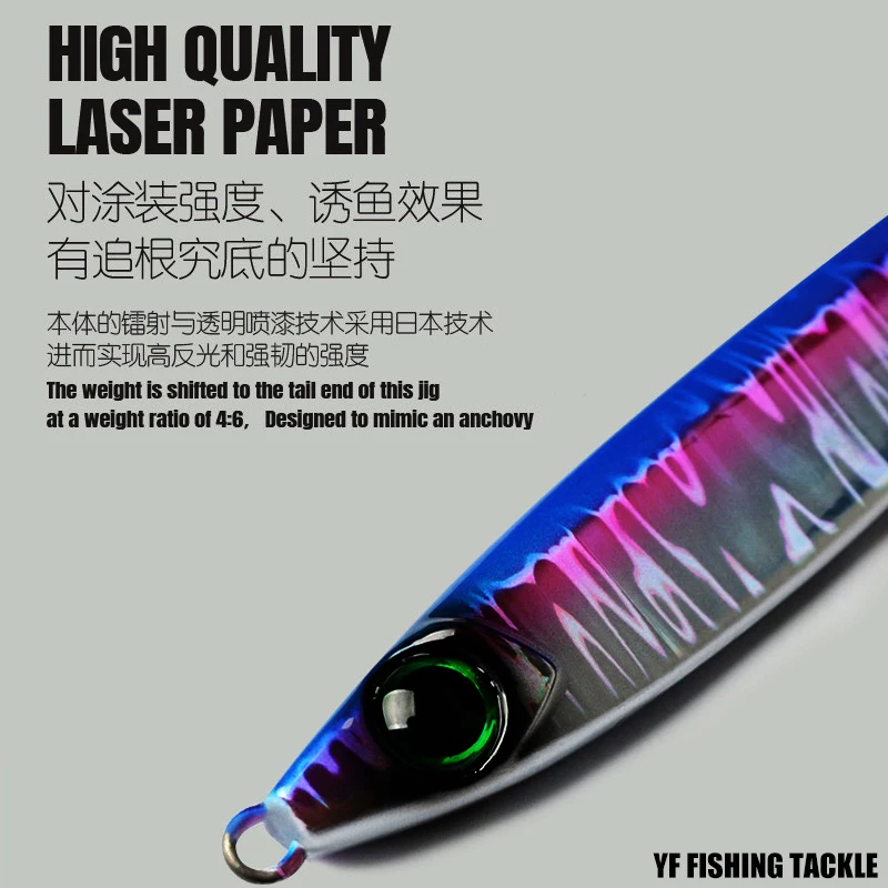 Señuelo de pesca SLOW JIGGING de sardina, superficie holográfica reflectante, MUSTAD HOOK, orilla y barco, plantilla de METAL que se hunde - imagen 4