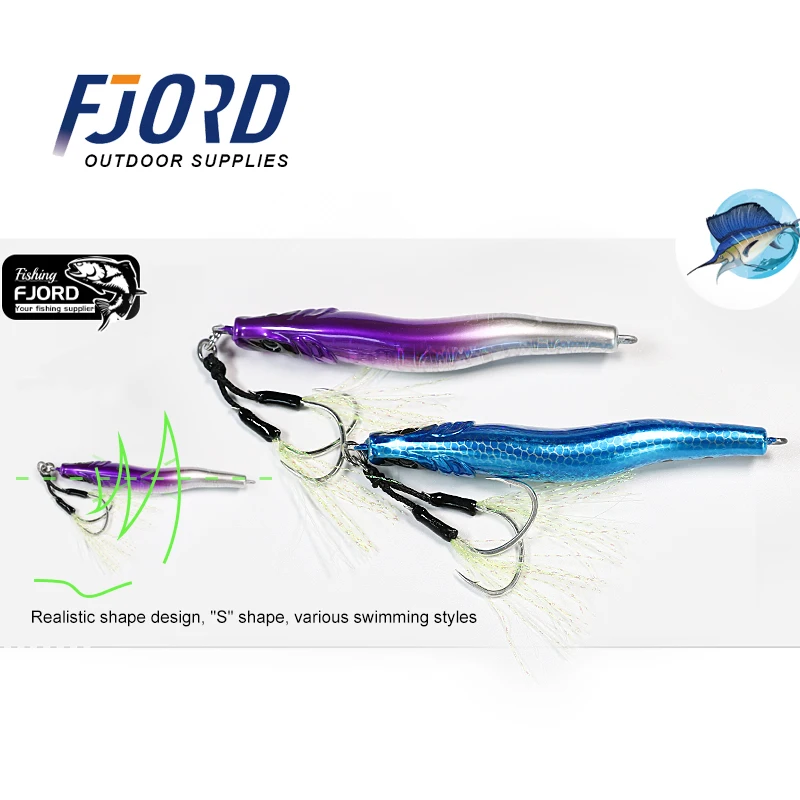 FJORD-señuelo de Pesca de Mar, cebo falso de Metal de 100g, Jigging nocturno, accesorios de pesca, equipo, productos, 2022 - imagen 5