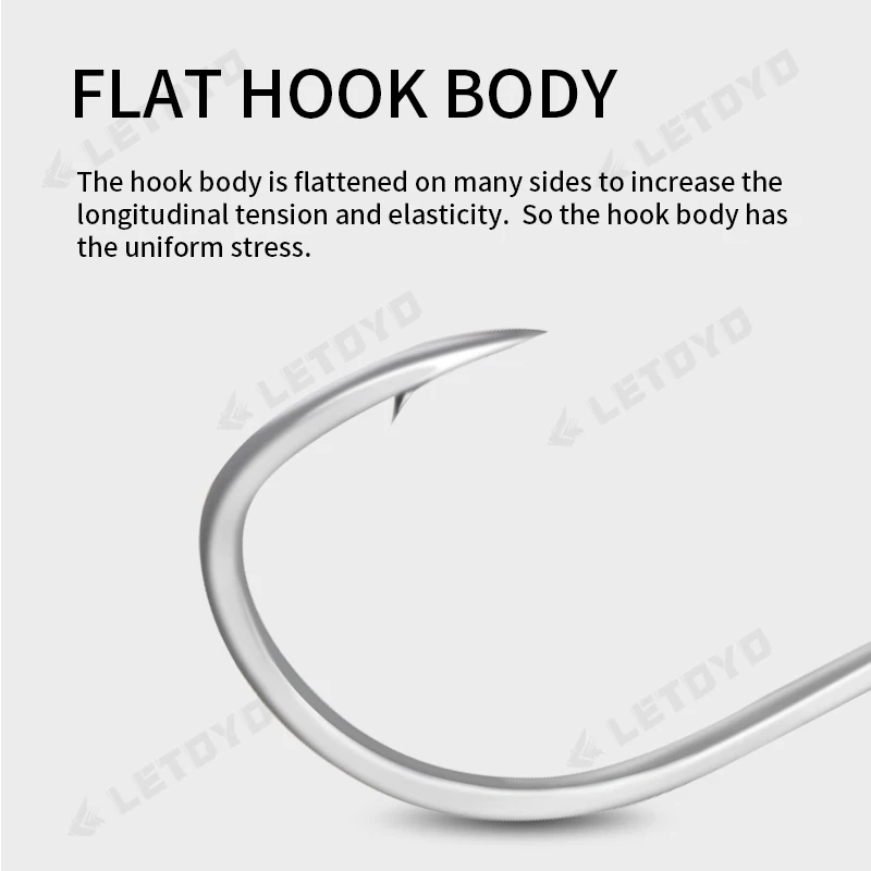 LETOYO-anzuelo de pesca jigging de agua salada, caña forjada, ojo grande, acero alto en carbono, estaño mate, pesca en el mar - imagen 5