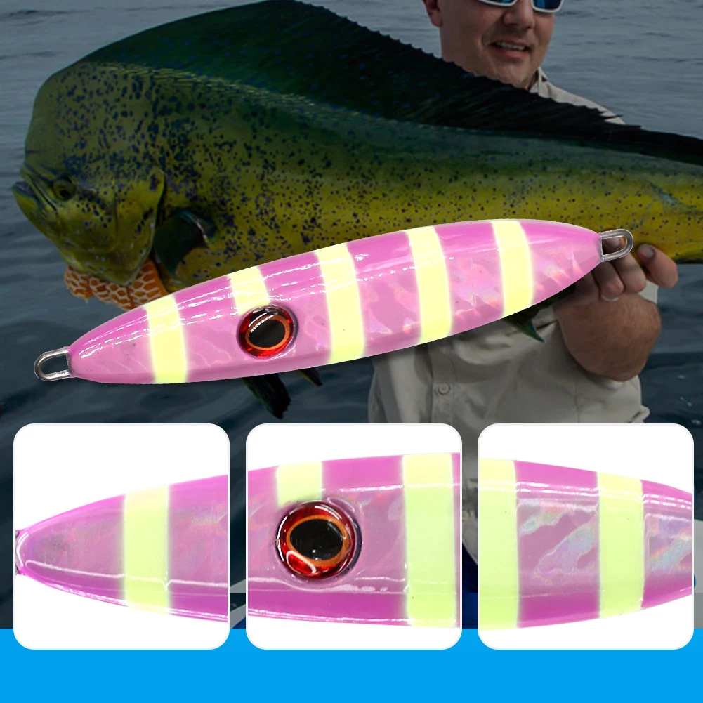 SANLIKE-señuelo de pesca de Metal lento, 140g, 160g, 180g, ojos para señuelo láser 3D, plomo duro, tolva de pesca de aguas profundas, señuelo de pesca en orilla - imagen 3