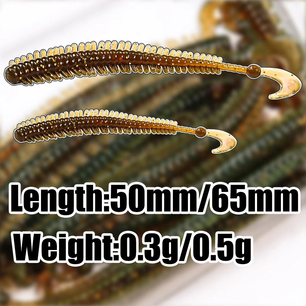 B & U BUGSY señuelo de pesca de gusano 50mm 65mm cebos blandos Wobbler de pesca para Lucio cebo de lubina pesca Artificial señuelo suave Tacke - imagen 2