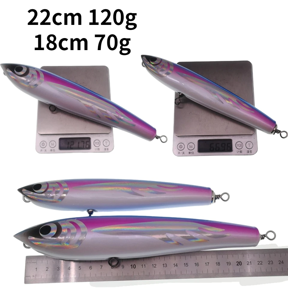 SWOLFY-señuelo de pesca de atún, cebo de arrastre de madera de 70g y 120g, Wobbler de fundición larga, carpa Artificial, Leurr - imagen 3