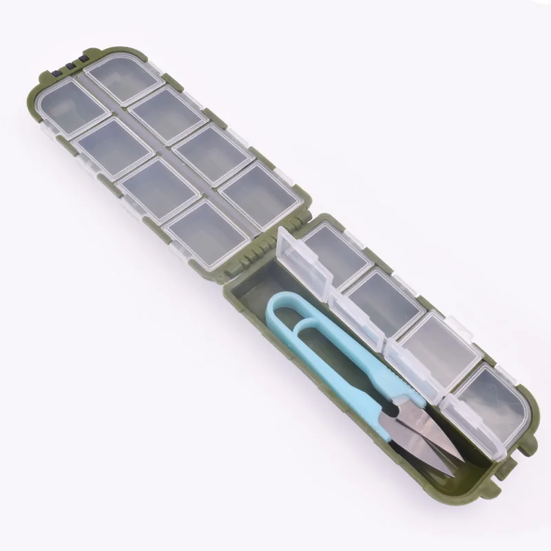 Caja de almacenamiento de plástico para Señuelos de Pesca, 10 compartimentos, caja de aparejos de cebo, accesorios pequeños, tijeras, caja cuadrada de anzuelos - imagen 4
