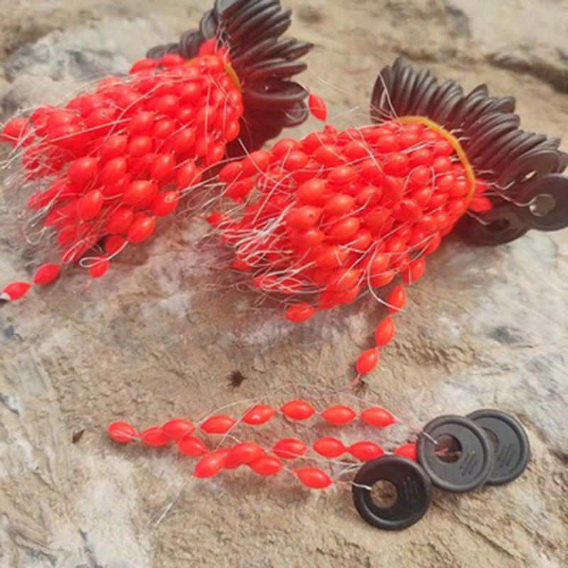 Seven Star Float Bobber Beans, tamaño S/M/L, fácil de usar, fabricación de aparejos, cuentas ovaladas Rojas/amarillas, pesca de carpa, J447, 50 juegos por lote - imagen 2
