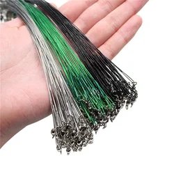 20 unids/set línea de pesca de acero antimordida líder de alambre de acero con accesorio de pesca giratorio correa de núcleo de plomo alambre de pesca 15CM-30CM